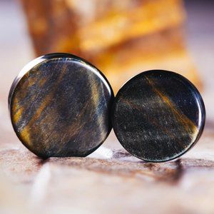 Blue Tiger Eye Plug / Gauge - Double Flare Stone Ear Plugs / Gauge 28mm